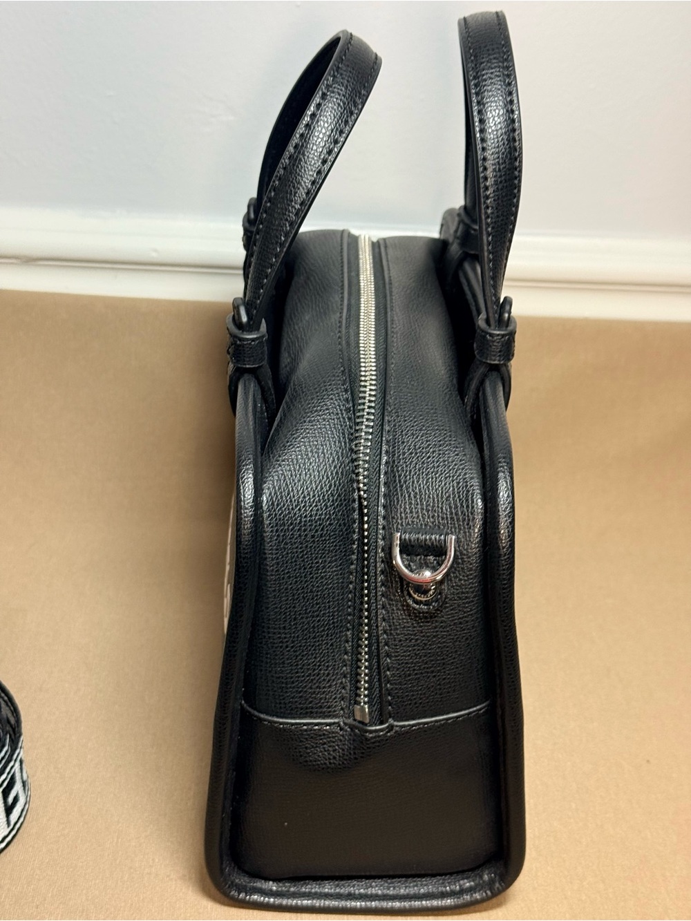 Karl Lagerfeld Black & Teal Logo Satchel Bag - Picture 3 of 9
